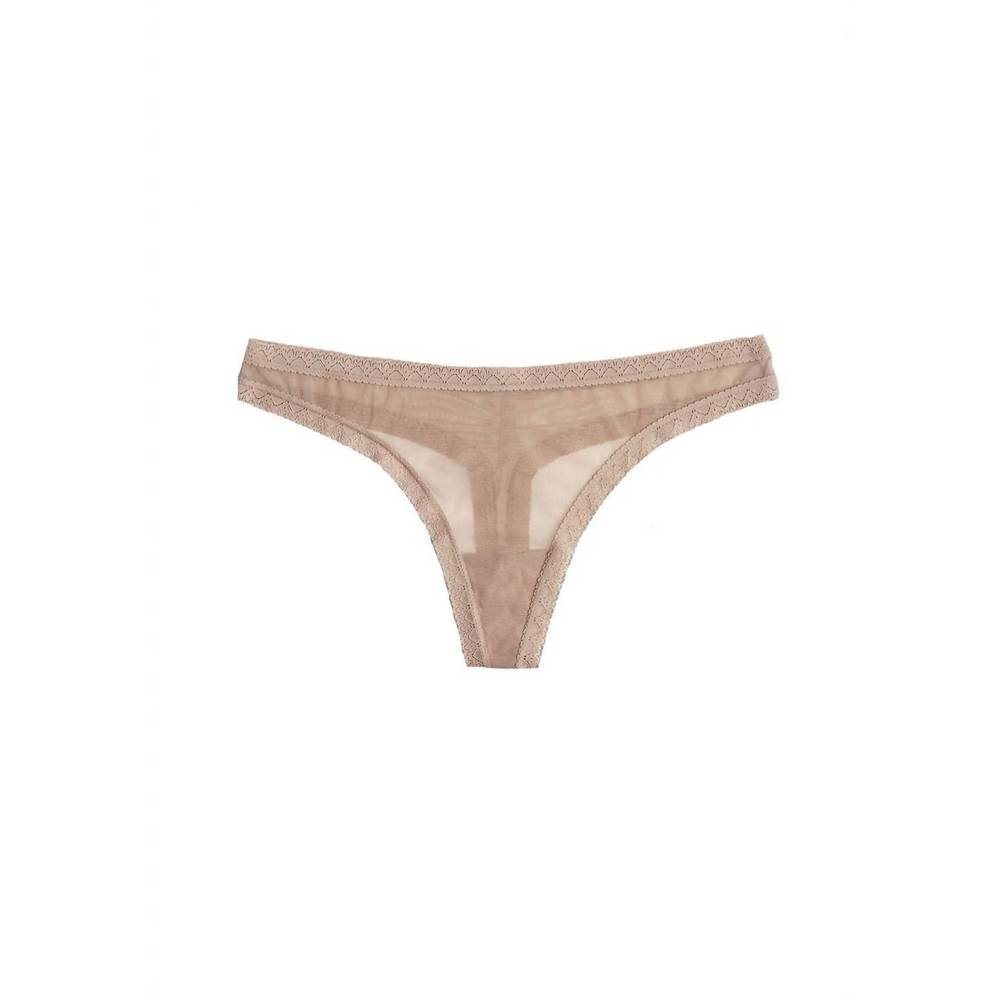 NEW BLUSH LINGERIE women's mesh lace trim thong panty in malt